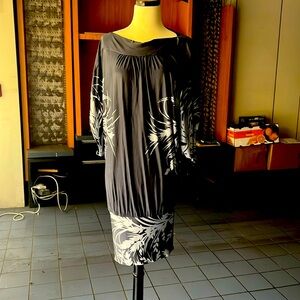 BCBG dress, light and flowy up top, tighter skirt area.